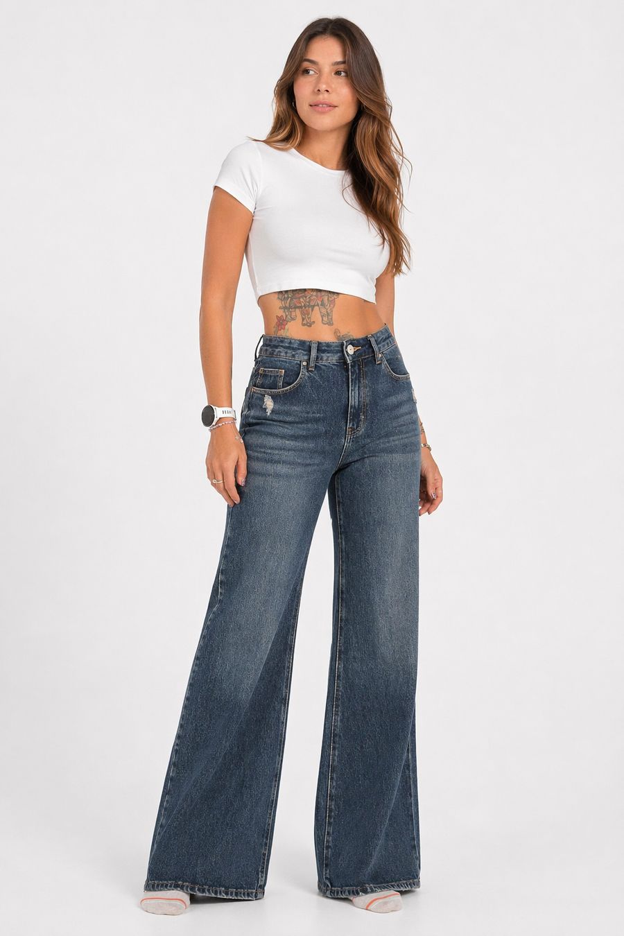 Pantalón ALTIVA JEANS — denim oscuro, vista frontal completa