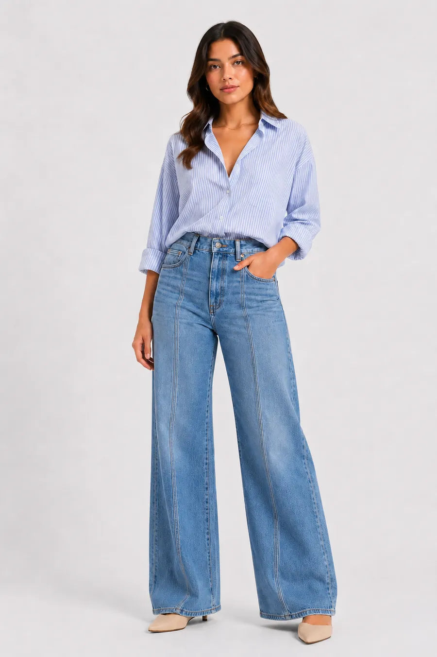 Jean Altiva wide leg azul claro, edición limitada - mujer colombiana